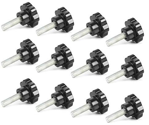Keleily Schrauben mit Griff M8 x 40MM 12 Stück Klemmknopf Flügelschraube Sterngriffmutter Kunststoffkopf Klemmschraube Anpassen Rändelschraube für Maschine, Industrie, Ausrüstung, Schwarz