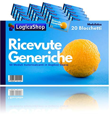 LogicaShop ® Modulistic Generic Kvitton Block i dubbla kopior Självskrivande, Bulletarier Quietance Generiska Betalningar, Generella Kvitto Leveransformulär, Självkopierande Blocks (20)