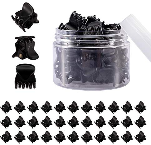 YOHAMA 36Pcs Black Mini Hair Claw Clips Kids Adult Strong Hold Bangs Clips