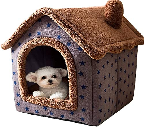 Waigg Kii Hundehaus, Haustierzelt, Hundehöhle, Bett für Katzen, warmes Haustier, Schlafhaus, Katzenhaus, Hundehütte, Haustiernest, faltbar, für den Innenbereich, Größe M, Braun