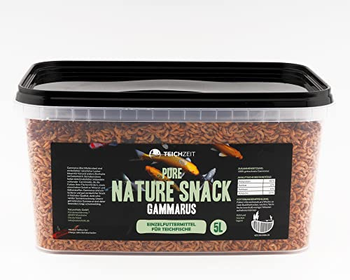 NatureHolic - Estanque Pure Nature Snacks - Gammarus I Animales de alimentación secos I para Koi y otros peces de estanque I Comida flotante I Fabricado en Alemania I 5000 ml