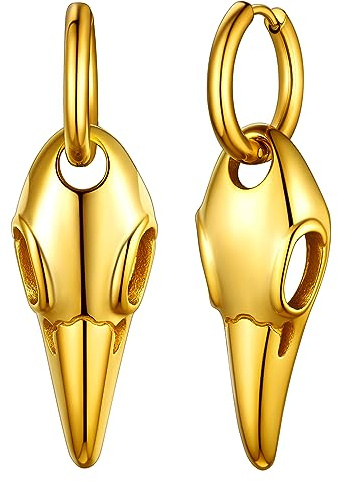 FaithHeart Wikinger Ohrstecker für Herren Damen Nordischer Kräheschädel Ohrstecker Punk Creolen Ohrstecker mit Geschenkebox für Halloween Weihnachten Geburtstag
