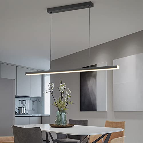 LED Pendelleuchte Dimmbare Esstisch Hängeleuchte Dimmbar Mit Fernbedienung Hängelampe höhenverstellbar Kronleuchter für Esszimmer Schlafzimmer Küche Büro Bar Wohnzimmer leuchte (Schwarz, L150cm)