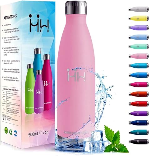 HoneyHolly Trinkflasche Edelstahl Kinder, 500ML BPA-frei, Thermosflasche, Wasserflasche Doppelwandig, Trinkflasche Kohlensäure Geeignet, Wasserflasche Sport für Fitness, Gym, Fahrrad