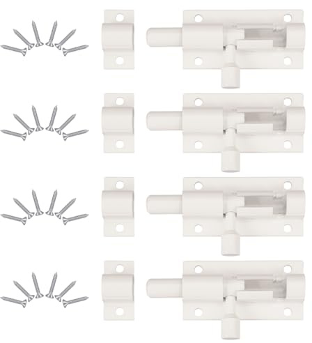 4 Stück Türriegel Klein, Riegelschloss mit 24 Schrauben 63 * 25mm | Schieberiegel für Türen, Schiebeschloss Türriegel, Schubriegel Schlossriegel Klein für Gartentor Badezimmer Schuppen Toilette