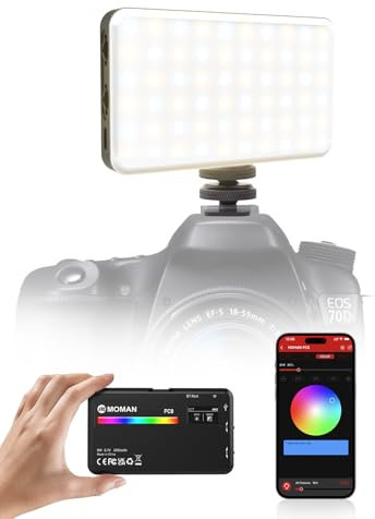 Moman PC8 Luce Video Professionale RGB Pannello LED 3100mAh con App Control, 13 Effetti Luce per Fotocamera/Streaming/YouTube
