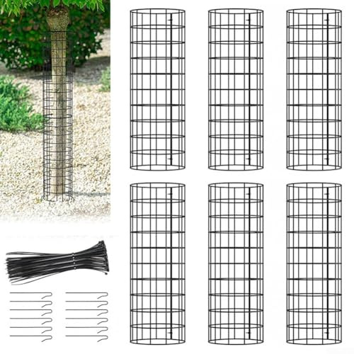 GLOBALHUT Baumstammschutz, 6 Stück, Pflanzenschutz mit Kabelbindern und Metallpfähle, für beschädigte Rinde, Schutz für Baumstamm, Trimmer, 45DNZ1BB3D3DPQ40OQ1099