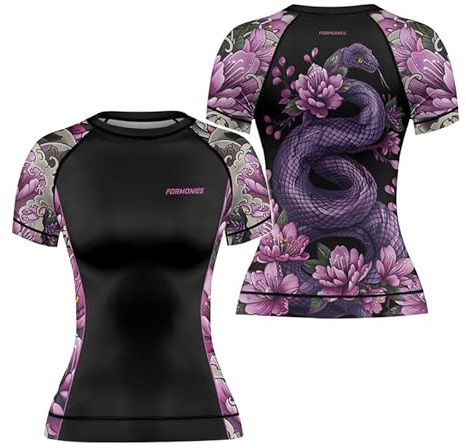 FORMONIES POD Women BJJ Short Sleeve Rash Guard BJJ Training Jiu Jitsu MMA Compression Shirt (US, Alpha, X-Small, Regular, Regular, V3)