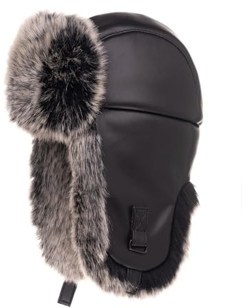 Futrzane Trapperhut aus Leder - Fliegermütze Damen - Russische Mütze Uschanka