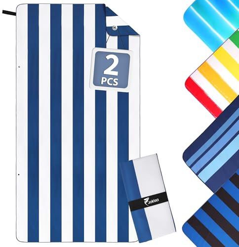 Jokisa 2 Stück Strandtuch Mikrofaser Handtuch Set, Strandhandtuch XXL 90x180cm,Microfaser Handtücher Kompakt und Sandfest, Leicht und Schnelltrocknend Gym Handtuch für den Strand,Gym, Travel