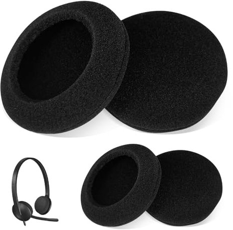 Almohadillas de repuesto Kalexion para auriculares Logitech - H330/H340/H390/H609/H760, espuma de, cómodas, duraderas, transpirables, negras, 2 pares