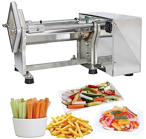 IUokLU Tagliapasta Elettrico Commerciale per Patate Fritte 60W con Lama da 6/10/13mm Tritatutto per Verdure in Acciaio Inossidabile per Patate Carote Cetrioli,