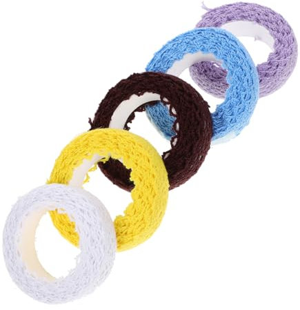 Lurrose 5rollen Selbstklebendes Spitzenband Zum Basteln Dekoratives Baumwollspitzenband Spitzenklebeband Mit Muster Für Scrapbooking Und Handbücher