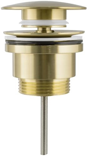 VALAZ Bouchon Universel pour lavabo et Bidet avec ou sans trop-Plein en Or brossé pour bonde Click Clack, Pop-Up