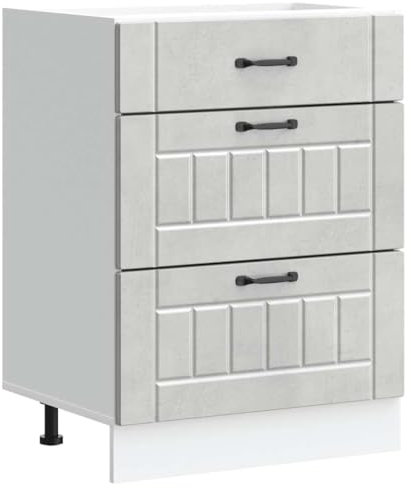 vidaXL Küchen-Unterschrank Lucca Betongrau Holzwerkstoff, Spülenunterschrank, Schrank Küche, Lagerschrank, Unterschrank für Küche, Küchenzeile