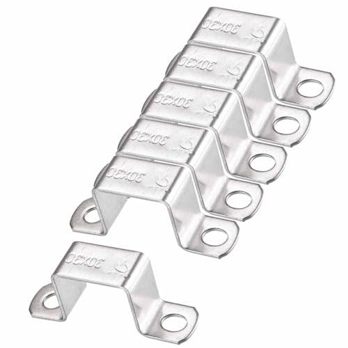 U-förmige Verbindungsstückhalterung, 30 mm x 30 mm, Edelstahl-Rohrklemme, robuste Rohrschellen für Tür, geschlossene Stange, Haltestrebe, Rohrrohr, Drahtbefestigung, 6 Stück