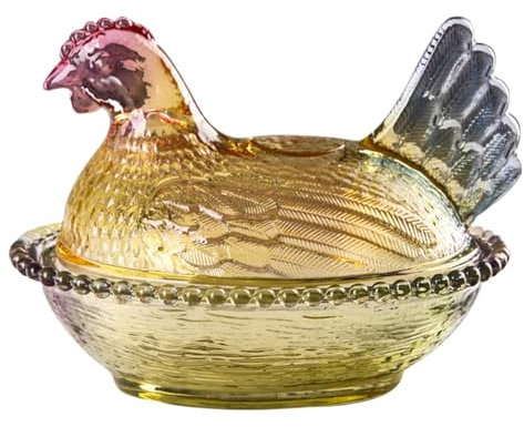 Lnhgh Bauernhoftier-Keksdose, Huhn-Süßigkeitshalter, Snackglas in Geflügelform aus Glas mit Deckel, Vorratsdosen in Nutztierform für Nüsse, Trockenfrüchte, Kekse, Snacks