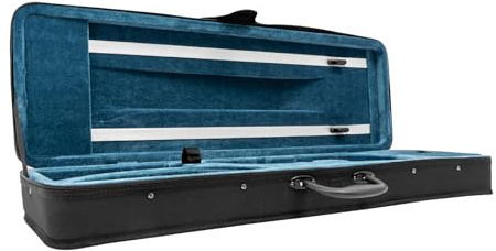 TAPMING Geigenkoffer mit Rucksack, Geigenkoffer+2 Schultergurte, Samtbezug schwarz, blau, passend für 4/4 Geigen, 78x26x12.5cm