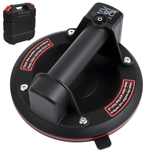 Gaethra Ventosas para Cristal con 1800mAh Batería, 8 Ventosa Capacidad de Carga Máxima 260 kg, Recargable, Ventosa Cristal Eléctrico con Caja de Transporte para Vidrio, Azulejos, Mármol