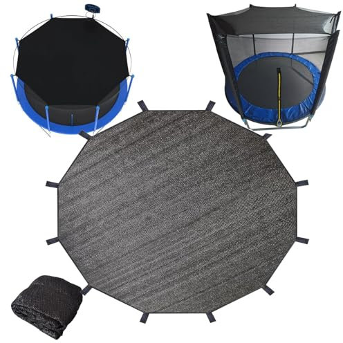 Housse de protection solaire pour trampoline, 6/8/10/12/14/16 Pieds, Protection Solaire, Anti-UV, Imperméable, Couverture d'ombrage Trampoline, Housse d'ombrage pour Trampolines (16FT 12 poles)