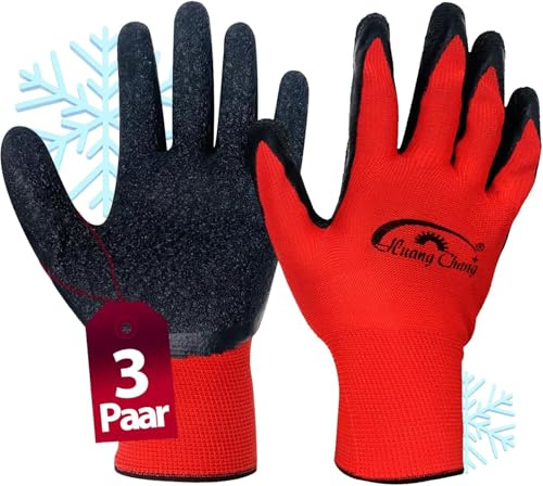 HUANG CHANG Arbeitshandschuhe Herren, Mehrere Größen 9 Nitril/Gummi Schutz Handschuhe für Garten, Werkstatt & Reinigung, Beständige & Griffige Arbeitshandschuhe für Männer 3 Paare