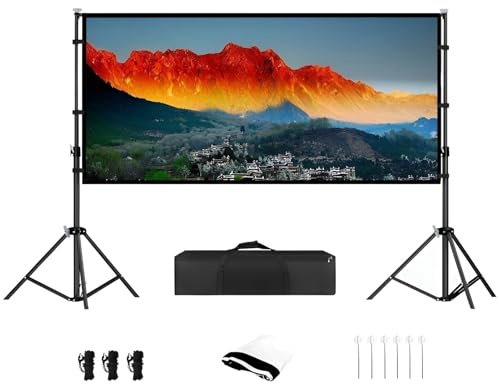 ZIHQRgE Écran de Projection À Cadre Fixe 150 Pouces sur Pied Diagonale 16:9, Écran de Projection Actif 3D 4K Ultra HD pour Cinéma et Camping(100 inch (L 221 x H 125 cm))