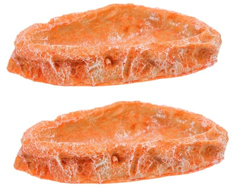 Toyvian Cuenco para Reptiles Plato de Alimentación y Agua de Resina Rojo 2 Piezas Tamaño Mediano para Terrarios Tortugas y Lagartos
