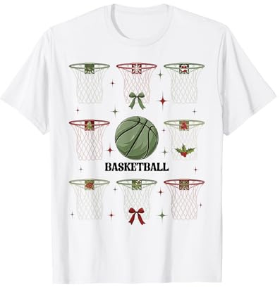 Retro Basket Basket Buon Natale Pigiama Natale Ragazzi Maglietta