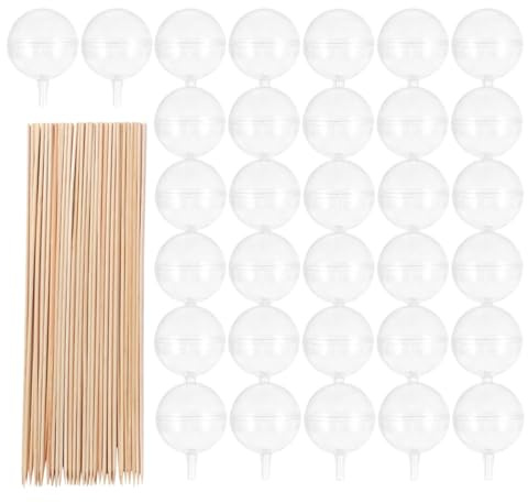 SAFIGLE Transparente Runde Schokoladenkugelbecher mit Stielen 100 Stück Schokoladentrüffelhalter für Selbstgemacht Blumenstrauß Bonbonhalter für Hochzeit und Valentinstag