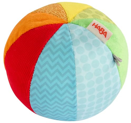 HABA Entdeckerball Klang – Stoff Babyball mit Glocke, Motorikspielzeug für Baby ab 6 Monate, weicher Greifling & Sensorik Spielzeug zum Greifen und Krabbeln