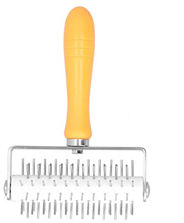 Stainless Steel Dough Lattice Roller, Pizza Rolling Lattice Cutter with Plastic Handle, Baking Tool for Pie Crust, Pastry, Bread and Cookie Dough Decoration (Plastic handle needle roller knife)