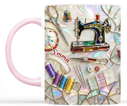Geschenke Mall Personalisierte Tasse - Nähen Zubehör - nähen geschenk, geschenk für näherin, tasse selber gestalten, tasse mit bild (Modell #1)