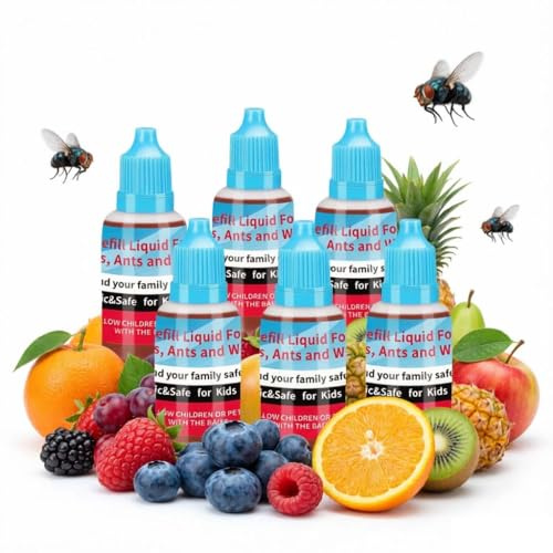 Trappola per Moscerini della Frutta - Confezione da 6 Ricariche Liquide da 20ml - Esca Altamente Attraente per Eliminare i Parassiti in Cucina, Casa e Uffici