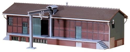 FALLER Lagerschuppen Modellbausatz mit 73 Einzelteilen 222 x 140 x 71 mm I Modelleisenbahn Zubehör H0 Gebäude I Modelleisenbahn H0 Lagerschuppen
