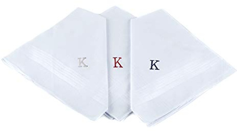 Monogrammed Handkerchiefs for Men - Soft Hankies for Men + Great Monogrammed Gifts - Intial K