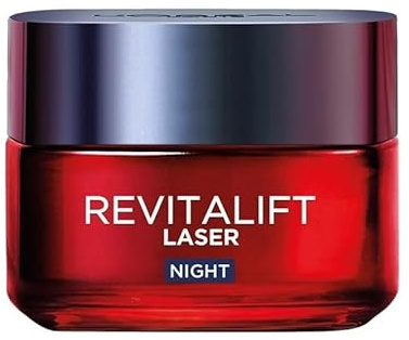 L'Oréal Paris - Crème Masque Nuit Triple Action Anti-Âge - Anti-Rides & Multi-Correction - Enrichi au Pro-Rétinol, à l'Acide Hyaluronique & à la Vitamine C - Revitalift Laser - 50 ml