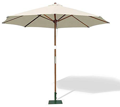 Jati Umbra 2.5m Wooden Garden Parasol with Cover (Natural) - Octagonal | Double-Pulley | 2-Part Pole