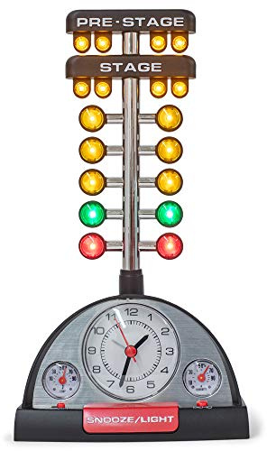 Mark Feldstein & Associates Drag Racing Christmas Tree Lighted Thermometer Sound Tabletop Alarm Clock