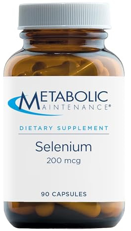 Metabolic Maintenance Selenium 200mcg Capsules - Pure Selenium Supplements for Women & Men for Thyroid Health, Antioxidant & Immune Support, 200 mcg L Selenomethionine Per Capsule - 90 Caps