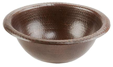 Premier Copper Products LR12RDB 12-Inch Round Self Rimming Hammered Copper Sink, Oil Rubbed Bronze