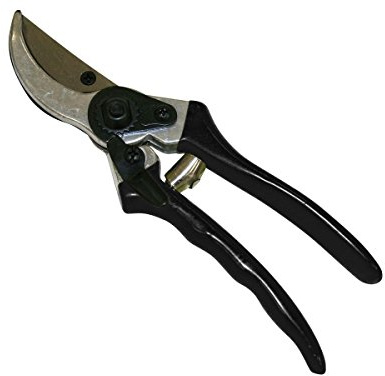 Xclou Bypass Schere in Schwarz, Rebschere mit hochwertiger Karbonstahlklinge, Pflanzenschere mit mit Einhandverriegelung und Leichmetallgriff, Blumenschere mit Zahnsegment Muttierung