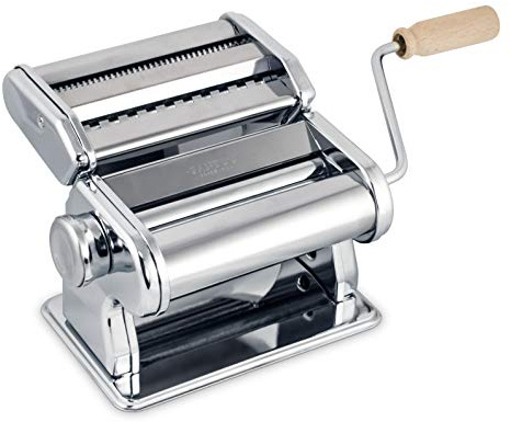 Fante's Doppelschneider Classic Pasta Maker, Handkurbel Nudelpresse mit einstellbaren Dickeneinstellungen für frische hausgemachte Pasta, Knödel
