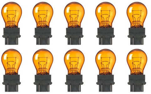 CEC Industries #3457NA (Amber) Bulbs, 12.8/14 V, 28.16/8.26 W, W2.5x16q Base, S-8 shape (Box of 10)