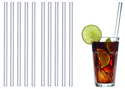 TFA Dostmann GlasWerk Cannucce di vetro LONG, 14.2017.10, 10 pezzi, 23 cm, lavabili in lavastoviglie, per bevande lunghe/smoothies