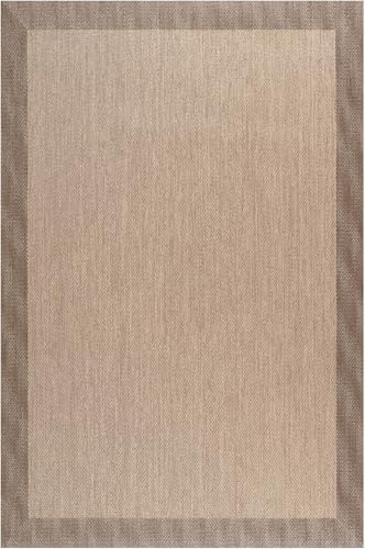 Alfombra vinílica de Tejido Trenzado de Alta Gama. Lavable y Antideslizante. Alfombras Resistentes para salón, Cocina, baño o Pasillo - 060x120 cm., Cenefa-Beige