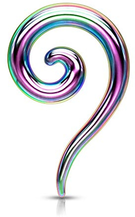 beyoutifulthings Dehn-Spirale Lang Edelstahl Taper viele Farben Dehnanhänger Dehnungs-Schnecke Dehnungs-Sichel Ohr-Piercing Ohr-Schmuck 2-8mm
