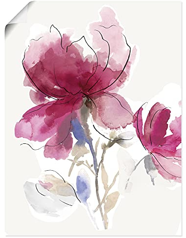 ARTLAND Wanddeko Poster & Kunstdrucke Wandposter Hochformat Gemälde Blumenbilder Blüten Modern Abstrakt Pink Rosa U2RK