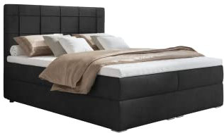 MOONB- 3 | Bari Boxspringbett 180x200, Doppelbett, boxspringbett bett mit bettkasten, Bonell-Matratze und Topper, Doppelbett, Polsterbett mit bettkasten, Schlafzimmer (180 x 200 cm, Dunkelgrau)