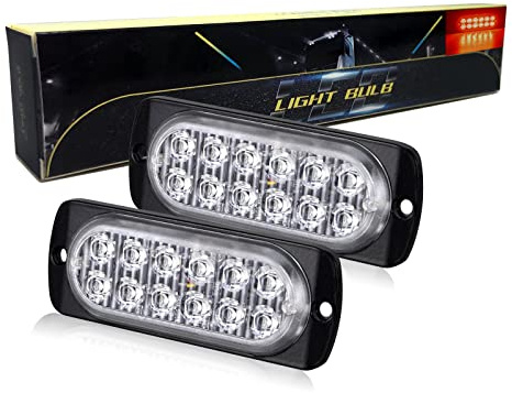 SKYWORLD LED Feux Stroboscopique, 2PCS Ultra Mince Rouge Barre D'alarme Stroboscopique d'urgence Lampe 12LED 12V 24V Flash LED D'urgence Danger Lumière pour Moto construction camion Voiture