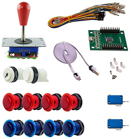 Kit Joysticks et boutons Arcade 1 Joueur Boutons Génériques Joystick Zippyy Tige Longue Poire Carte XinMoTek Jeux Vidéo Retro Gaming